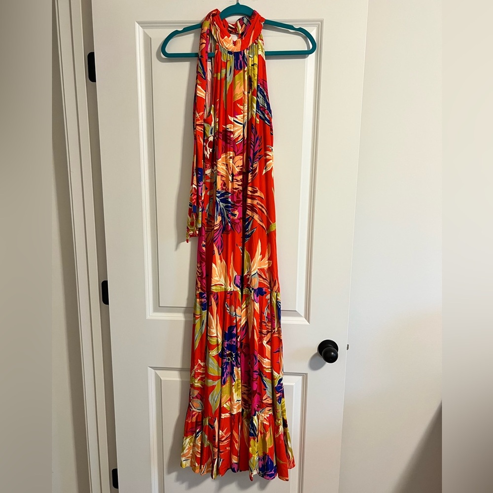 MSK Tropical Halter Maxi Dress - M - Picture 2 of 6